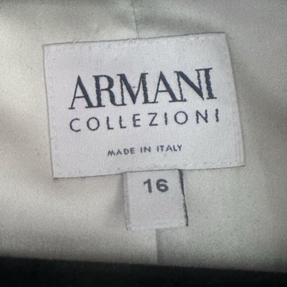 Armani Collezione Vintage Black/White Cropped Blazer Size 16 Asymmetrical Lined - Picture 12 of 13